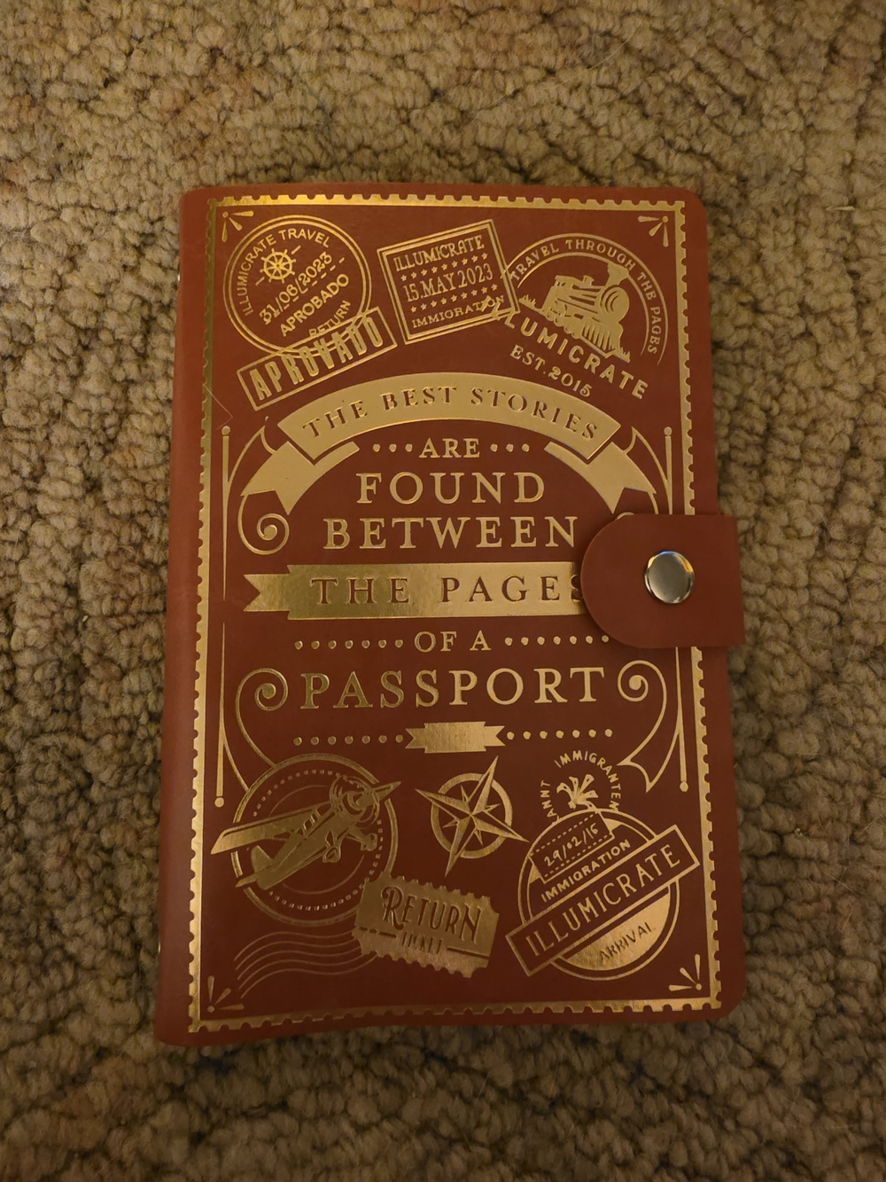 Illumicrate Leather Reusable Sticker Book in Rust with Gold Foil
